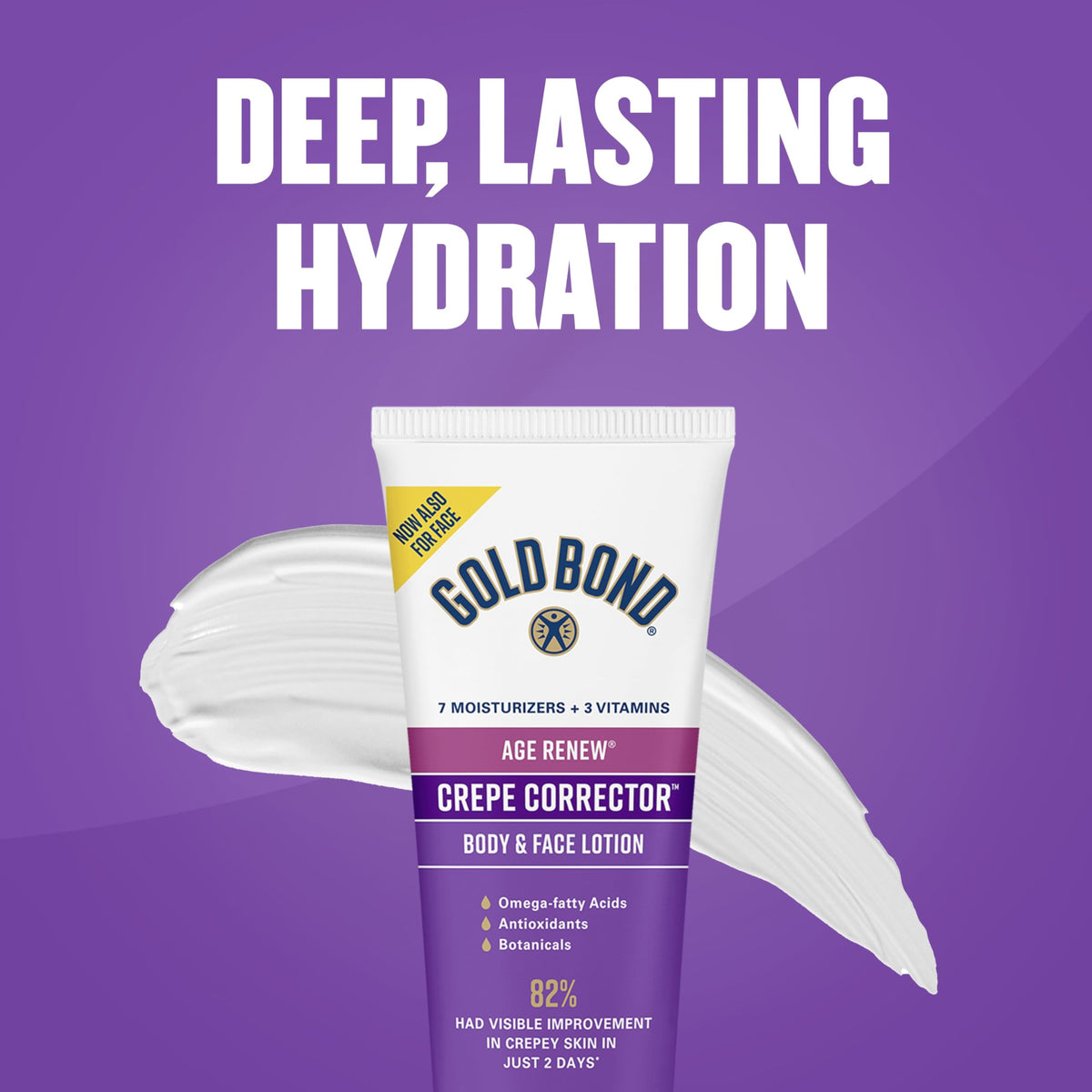 Gold Bond lotion applied to hands demonstrating smoother skin benefit