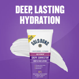 Gold Bond lotion applied to hands demonstrating smoother skin benefit