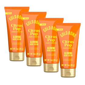 Gold Bond front packaging showing four 3 oz tubes and citrus scent benefit