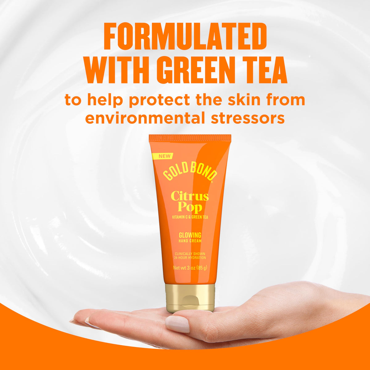 Gold Bond ingredient label highlighting vitamin C and green tea benefits