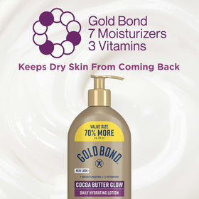 Gold Bond bottle beside towel showing 24 oz scale and value