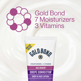 Gold Bond hand applying lotion demonstrating quick absorption and smoother skin benefit