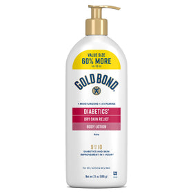 Gold Bond front pump bottle showing packaging and easy dispensing benefit