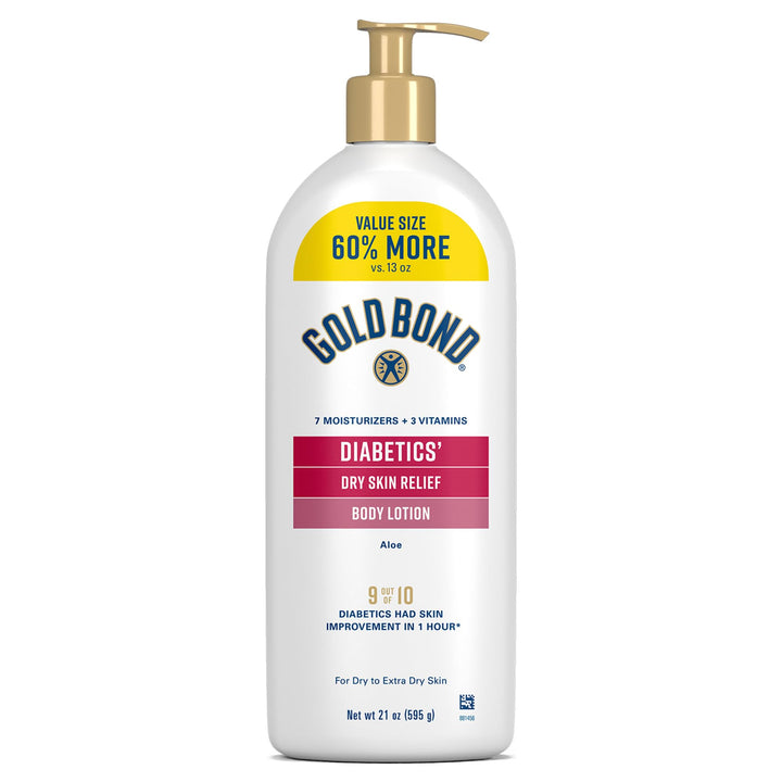 Gold Bond front pump bottle showing packaging and easy dispensing benefit