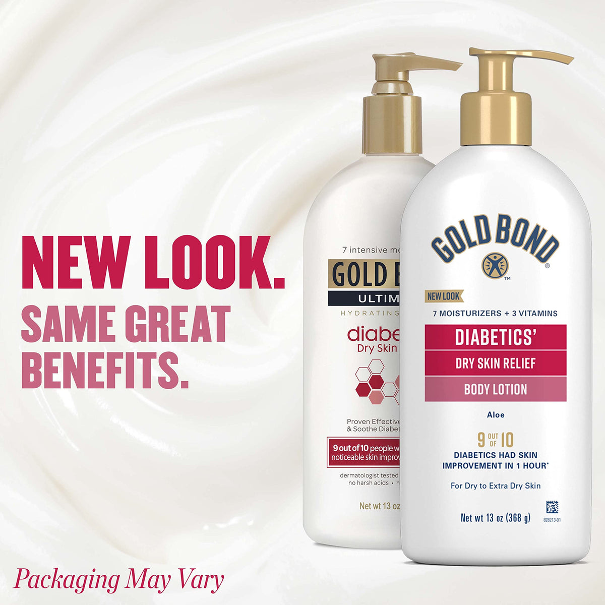 Close-up of Gold Bond lotion texture highlighting quick absorption benefit