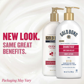 Close-up of Gold Bond lotion texture highlighting quick absorption benefit