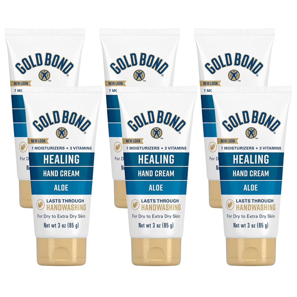 Gold Bond front packaging showing six tubes and product benefits