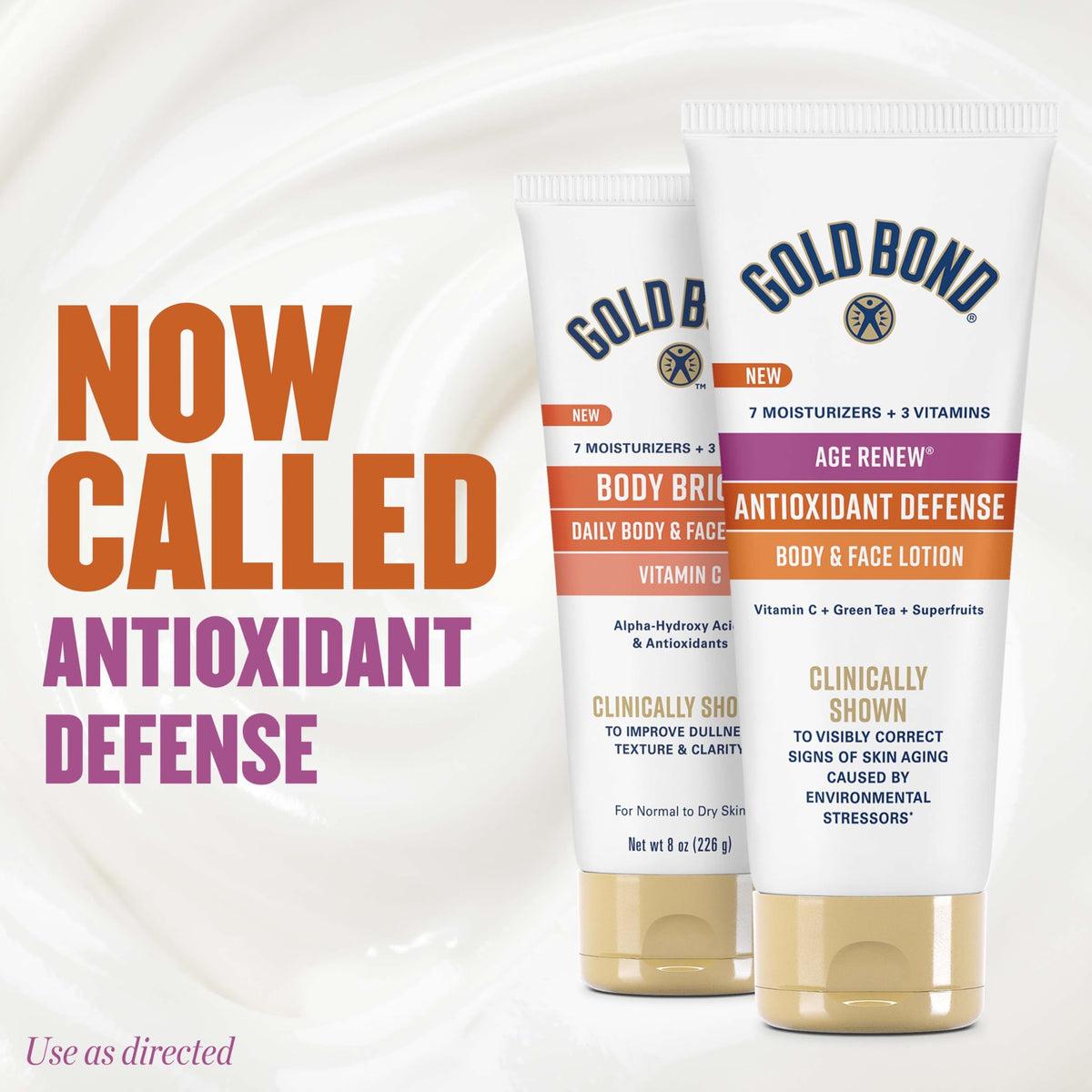 Gold Bond label close-up highlighting stabilized vitamin C benefits