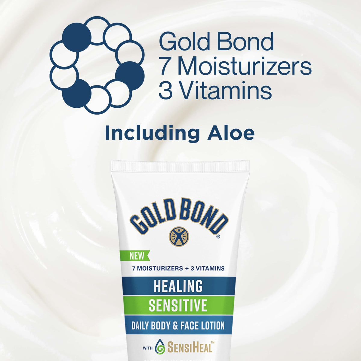 Gold Bond lotion being smoothed on forearm for calming and moisturizing skin