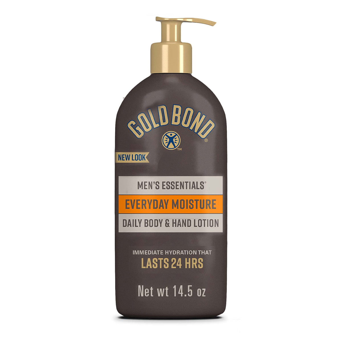 Gold Bond front pump bottle showing branding and easy dispensing benefit