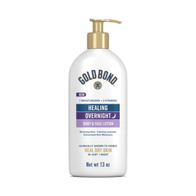 Gold Bond bottle front packaging showing product and size benefits