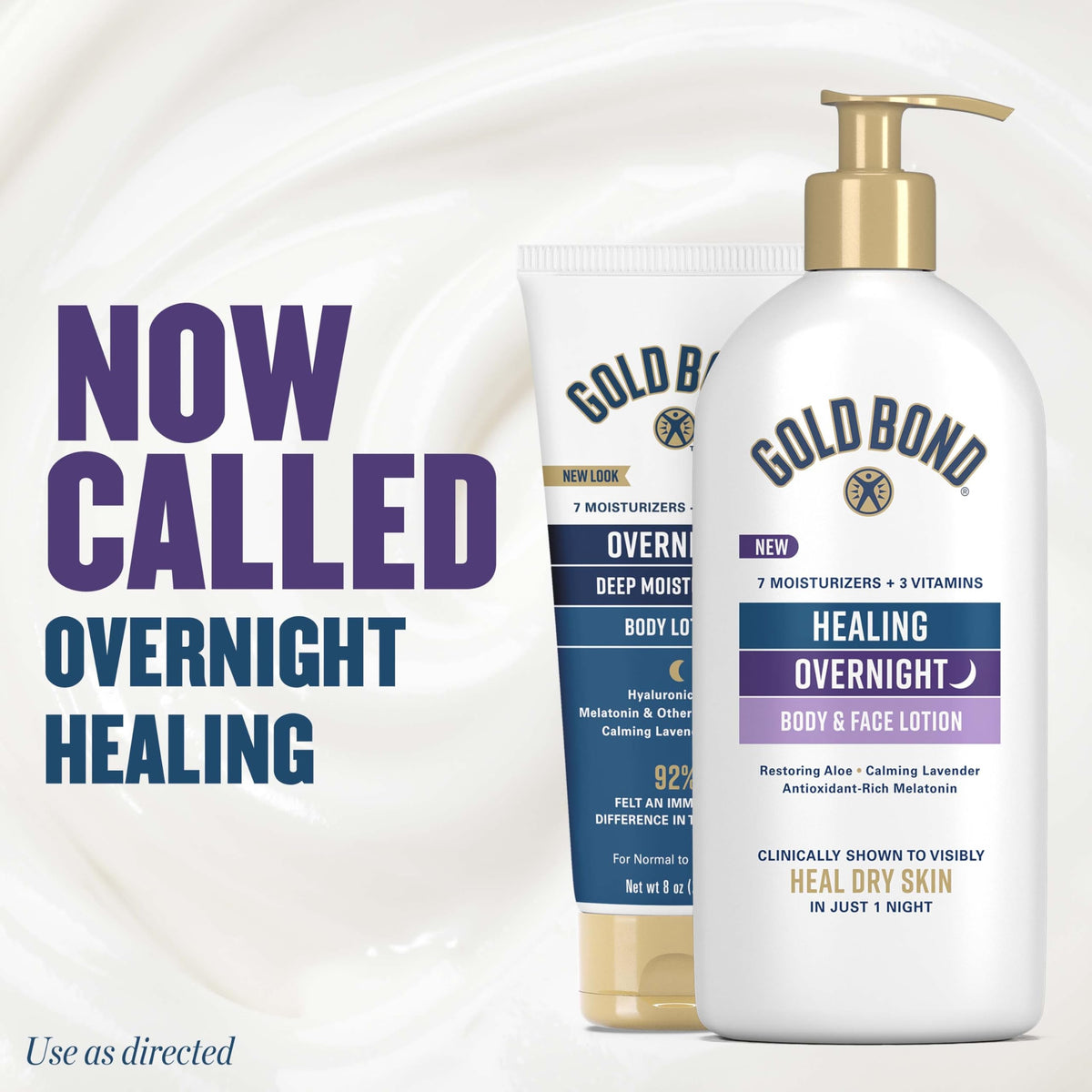 Gold Bond pump close-up dispensing lotion for easy nighttime use