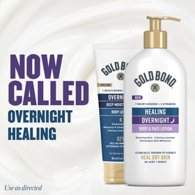 Gold Bond pump close-up dispensing lotion for easy nighttime use
