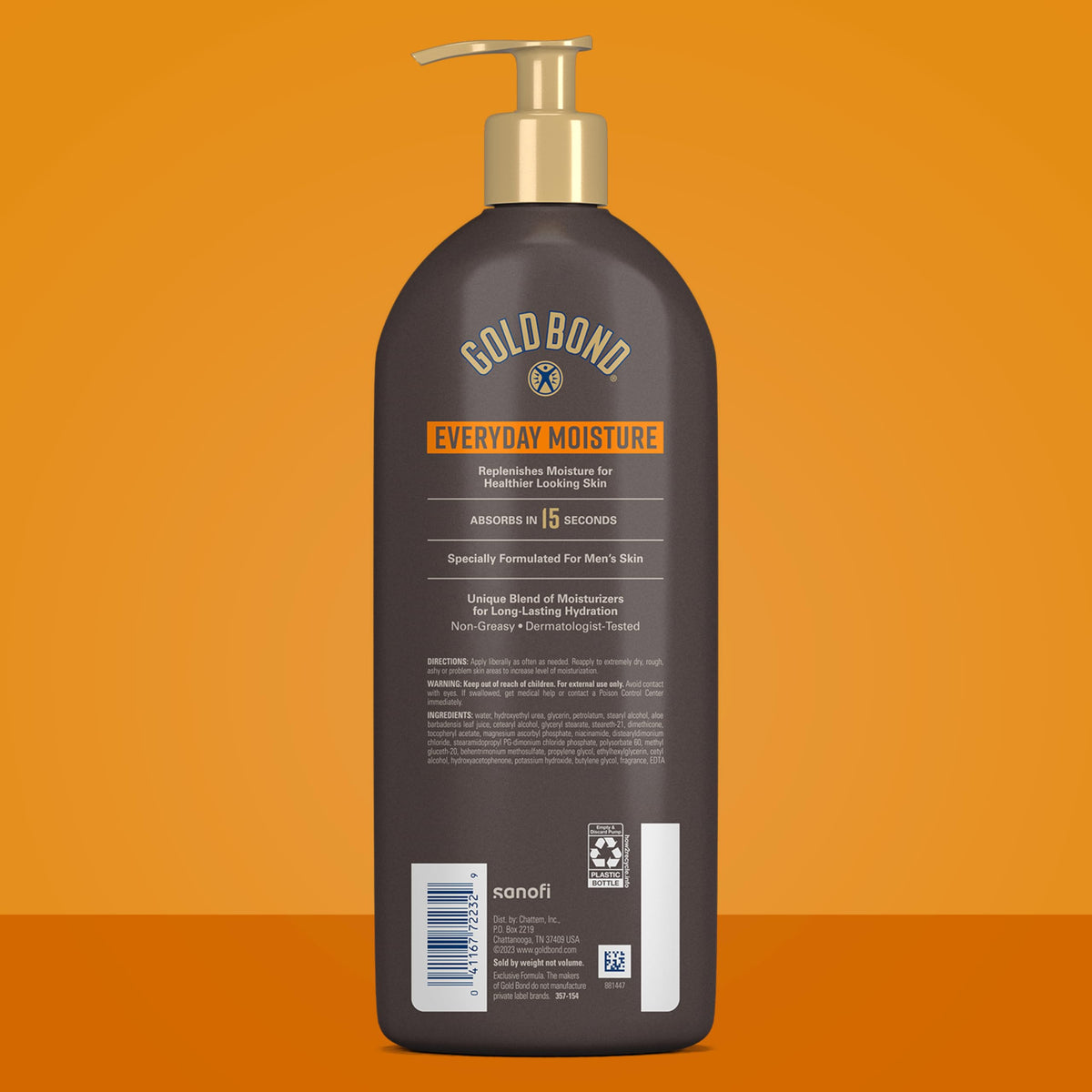 Gold Bond pump dispensing lotion demonstrating controlled easy application