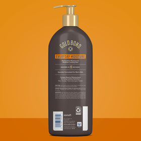 Gold Bond pump dispensing lotion demonstrating controlled easy application