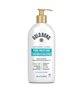 Gold Bond front packaging showing 14 oz pump and product benefits