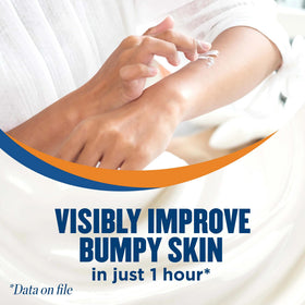 Applying Gold Bond cream to arms to smooth and soften bumps