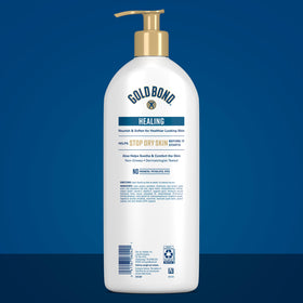 Gold Bond lotion texture close-up showing smooth non-greasy finish benefit