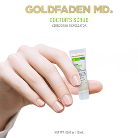 GOLDFADEN MD product in use on skin demonstrating smoother, hydrated finish