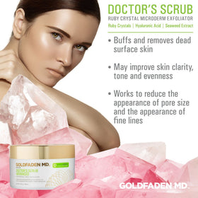 GOLDFADEN MD scrub being applied to skin demonstrating smoothing benefit