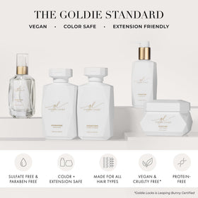 Goldie Locks applying conditioner to wet hair for easy detangling