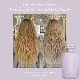 Goldie Locks before and after tones showing reduced brass for brighter blonde