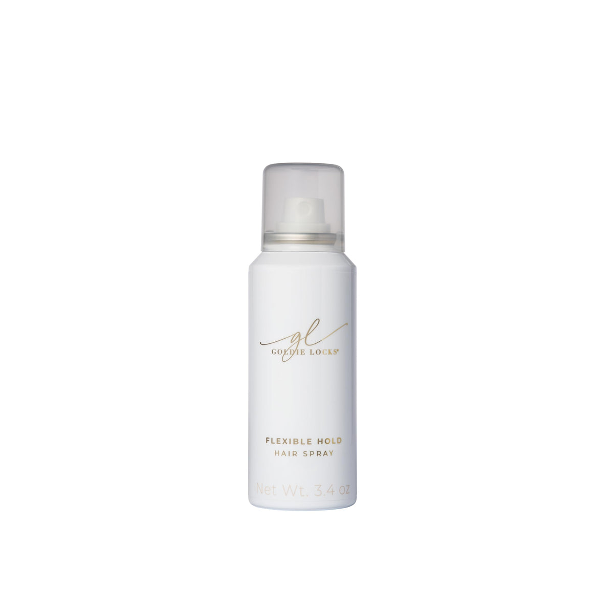 Goldie Locks front packaging travel hairspray shows compact can and brand for portability