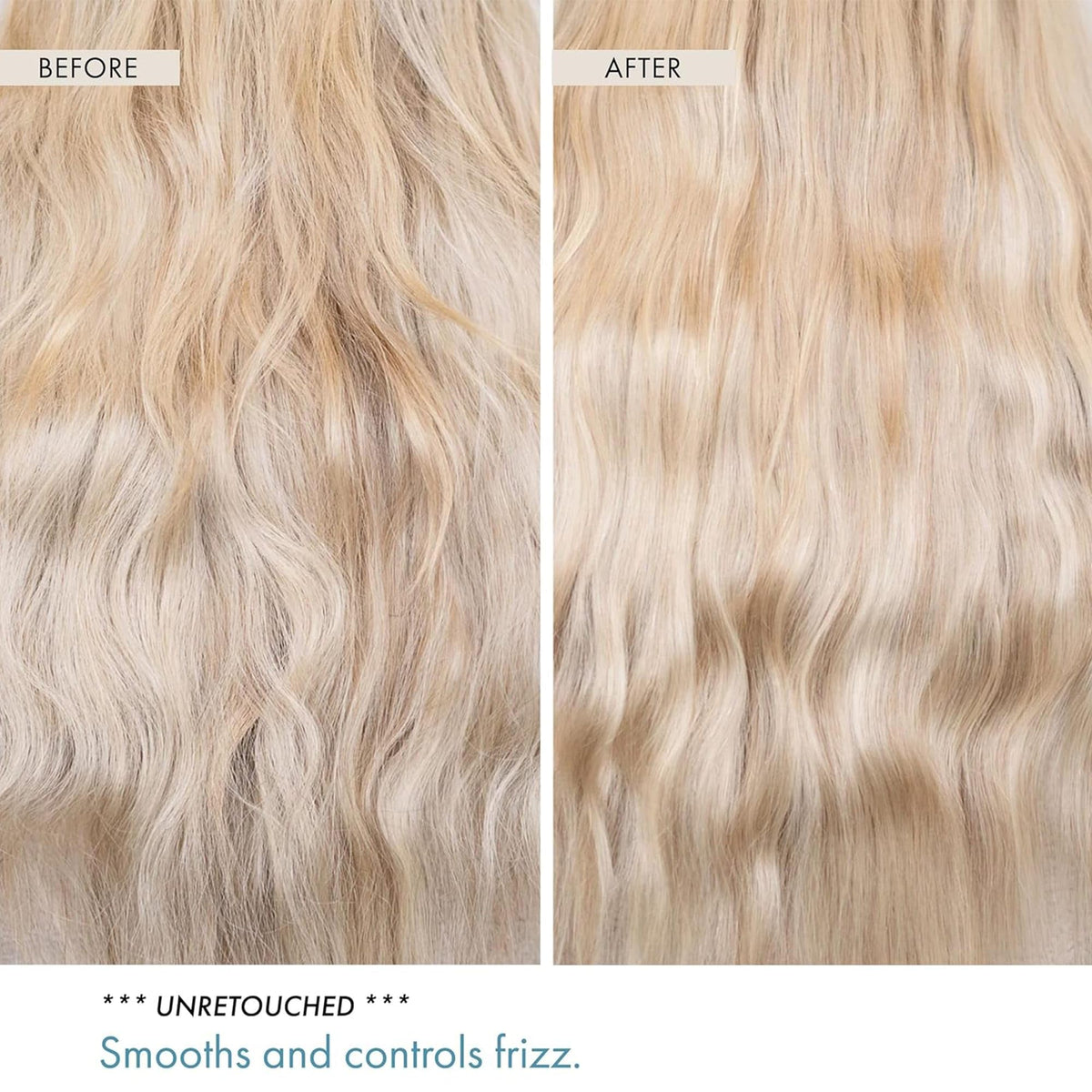 Goldie Locks before and after detangling photo illustrating smoother, more manageable hair