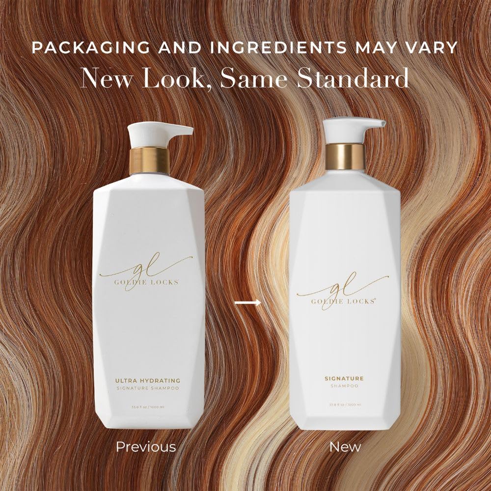 Goldie Locks shampoo bottle in bathroom scene suggesting daily use and fresh scent