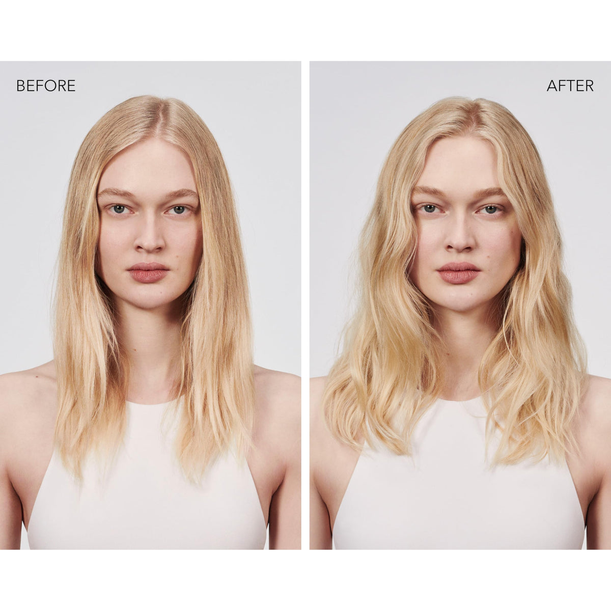 Goldwell applied to hair left to air dry showing natural finish and shine benefit