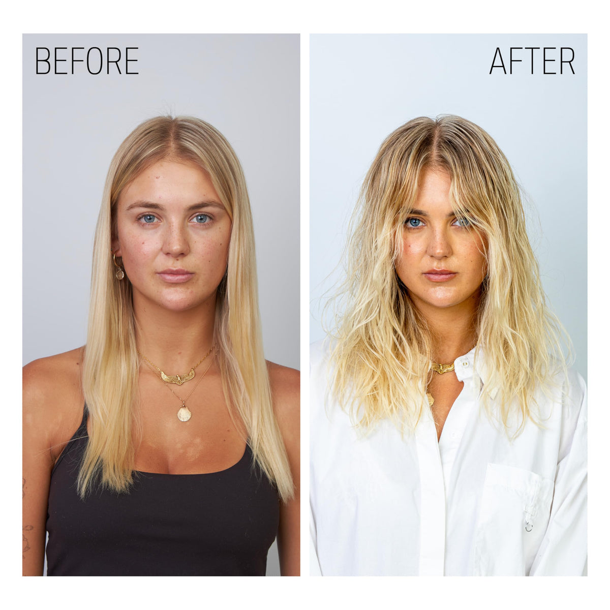 Goldwell tube beside hand for scale showing compact travel-friendly size benefit