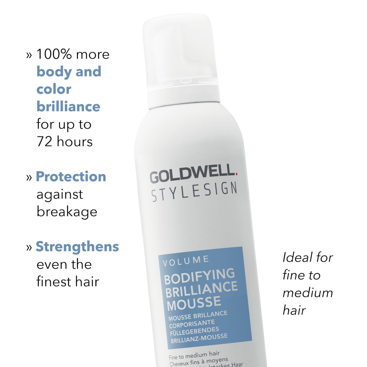 Goldwell applying mousse to towel-dried hair for improved body