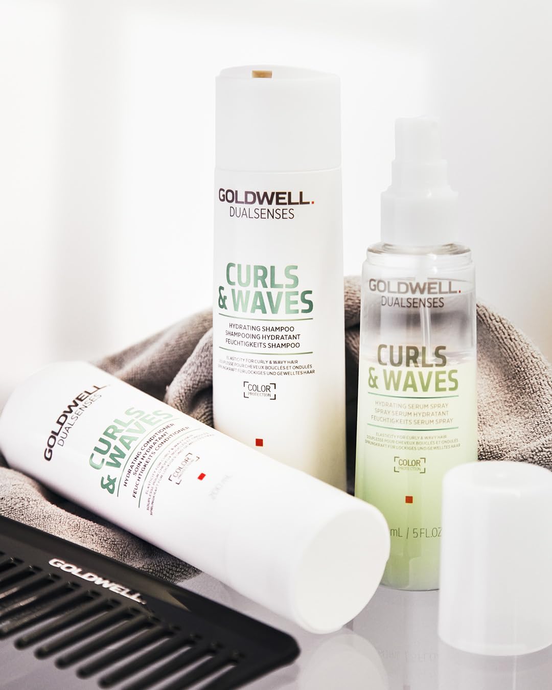 Goldwell Dualsenses styled curly hair after use showing defined bounce and softness