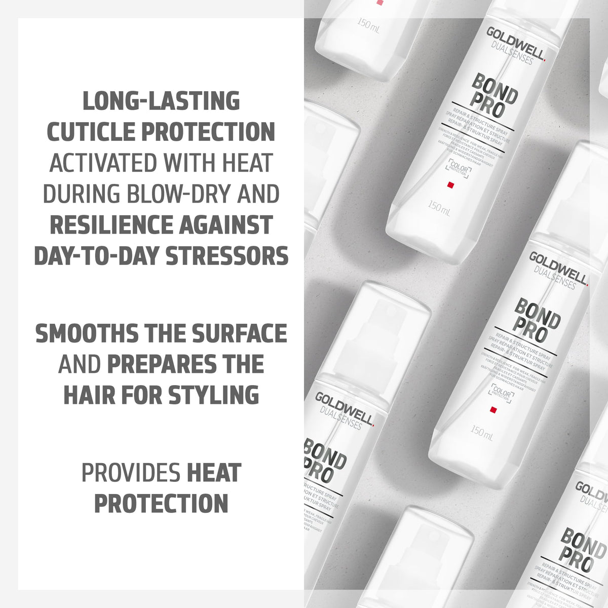 Goldwell used during blow-drying to show heat protection benefit
