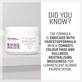 Goldwell cream applied to hair strand demonstrating neutralizing effect on brassiness