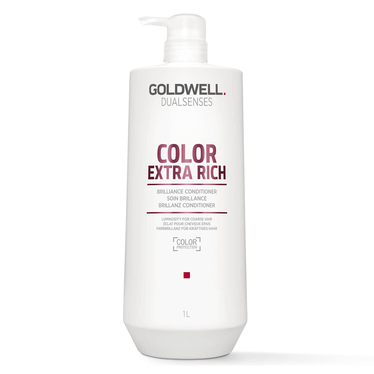Goldwell bottle front view showing label and 1L size benefit