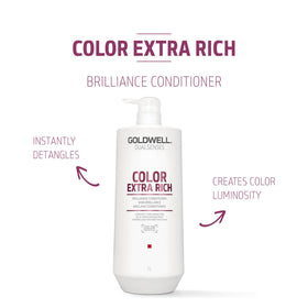 Goldwell bottle held in hand to show 1L scale and value benefit