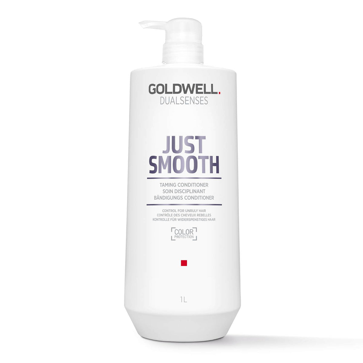 Goldwell front packaging showing 1L conditioner for salon-grade smoothing
