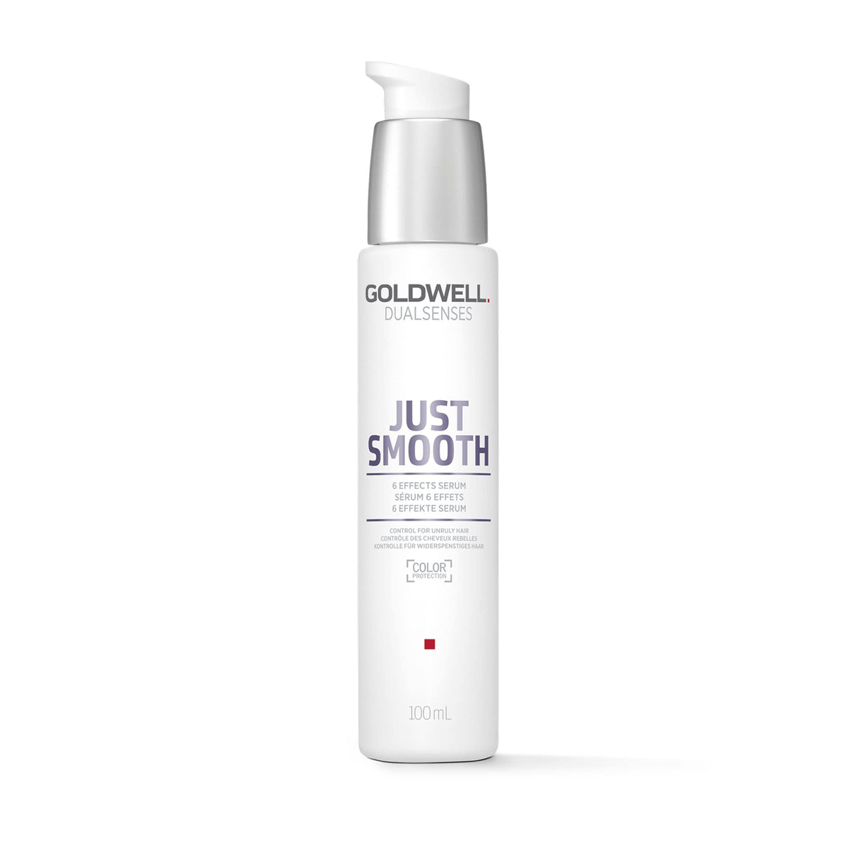 Goldwell Dualsenses bottle front showing sleek packaging and instant anti-frizz benefit