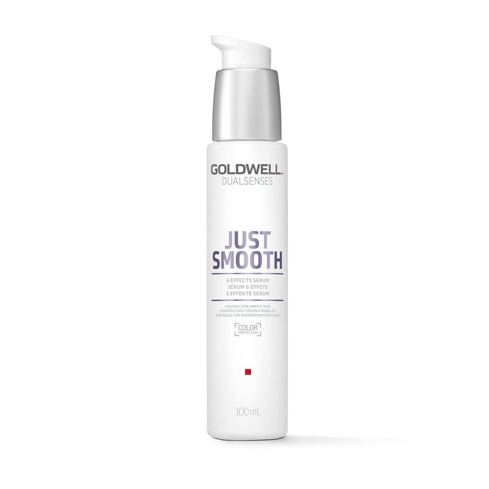 Goldwell Dualsenses bottle front showing sleek packaging and instant anti-frizz benefit