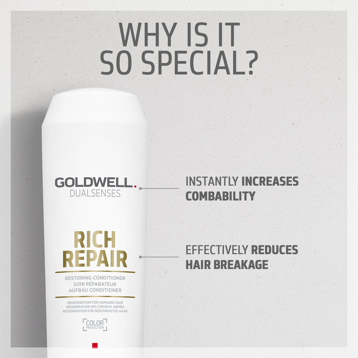 Goldwell Dualsenses applied in shower for instant smoothing and detangling