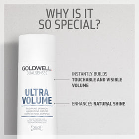 Goldwell 300mL bottle next to hand showing true size benefit