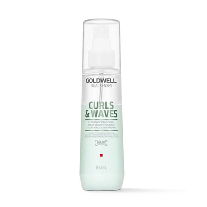 Goldwell bottle front view showing Dualsenses hydrating serum spray for defined curls