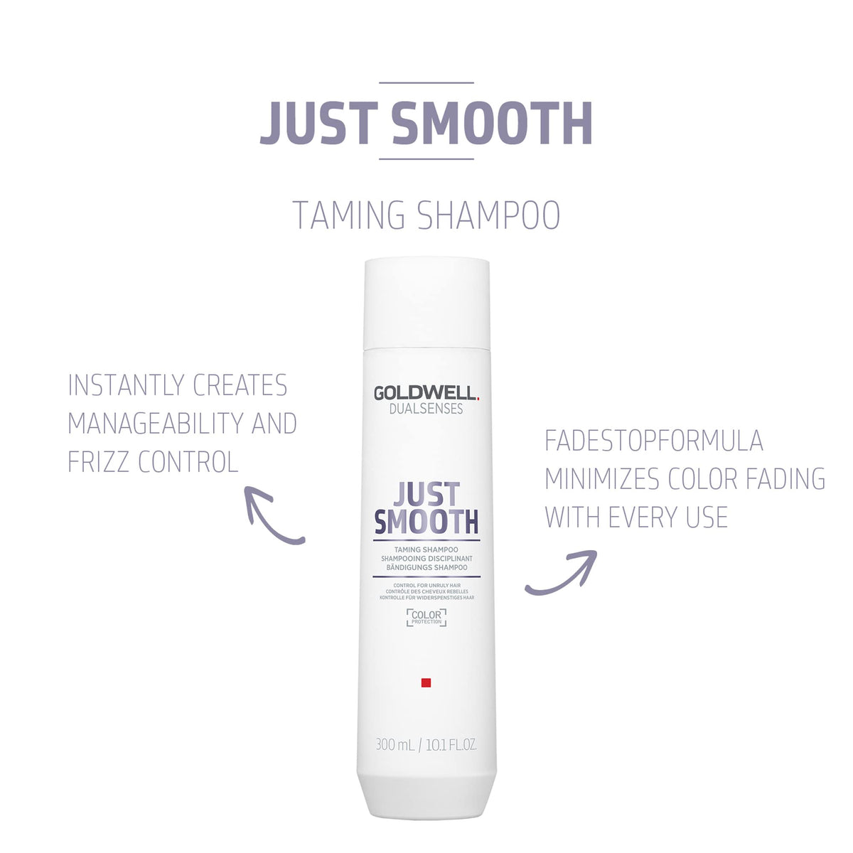 Goldwell shampoo pump detail highlighting easy dispensing and control