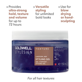 Goldwell Lagoom Jam being applied to towel-dried hair for maximum hold