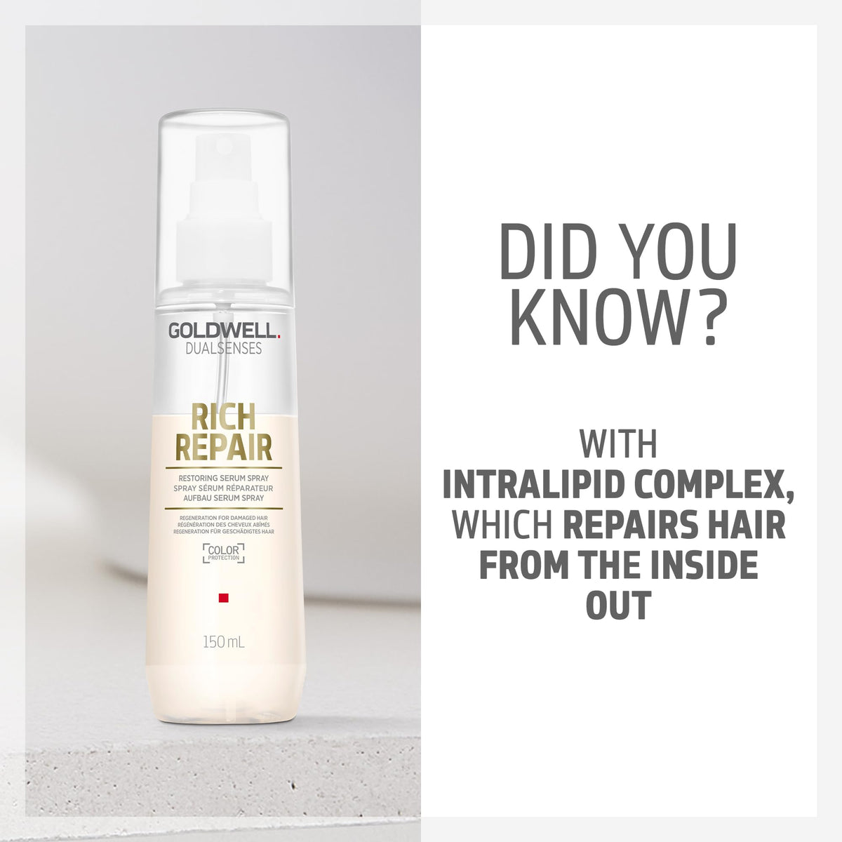 Goldwell visible improvement on hair ends showing smoother, shinier benefit