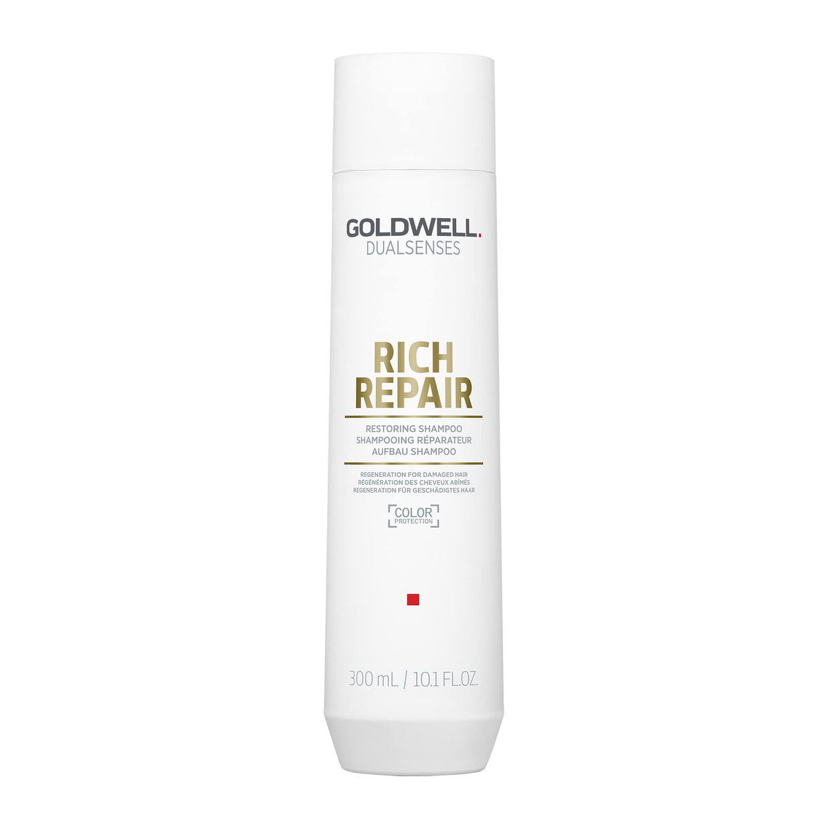 Goldwell front bottle showing product branding and restoring benefits