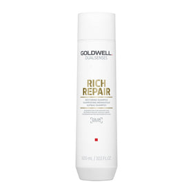 Goldwell front bottle showing product branding and restoring benefits