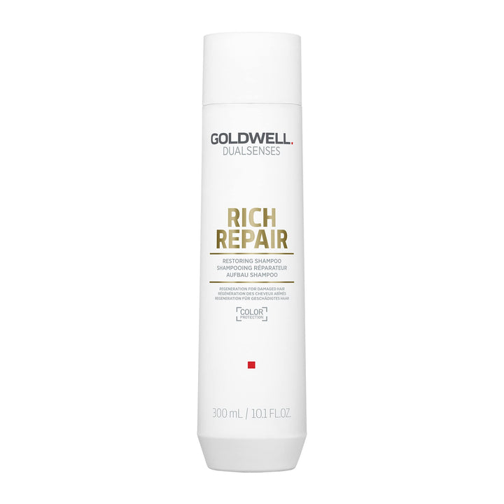 Goldwell front bottle showing product branding and restoring benefits
