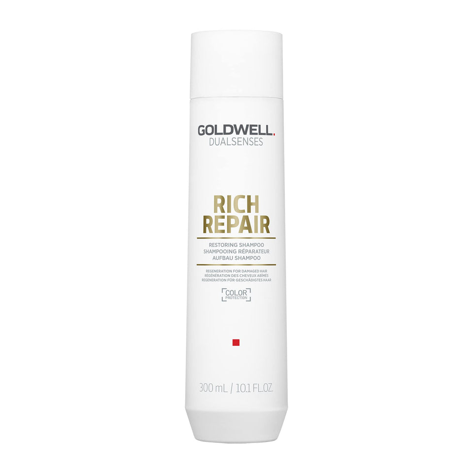 Goldwell front bottle showing product branding and restoring benefits